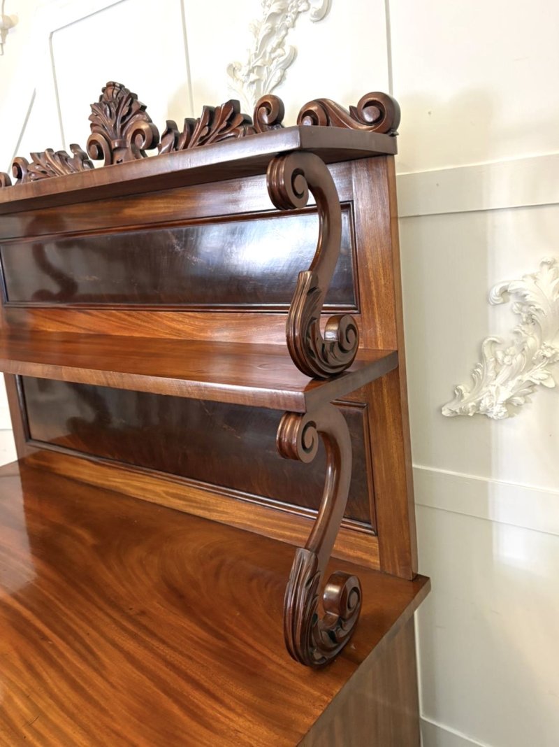 Antique Victorian Quality Figured Mahogany Two-Tiered Chiffonier / Sideboard